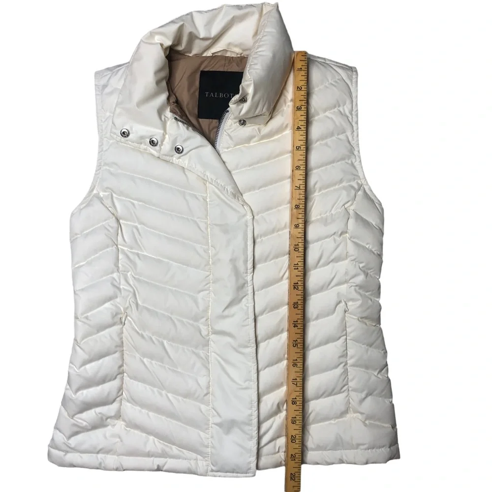 Talbots Puffer Vest Ivory Collar Extra Small